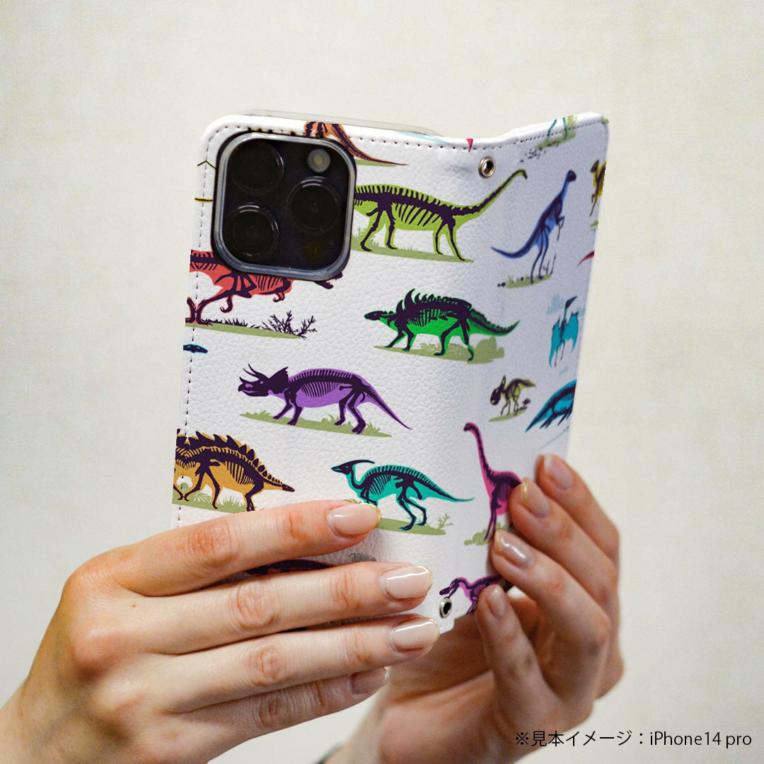 Galaxy S9 SC-02K ギャラクシー 専用 ケース カバー 手帳型 マグネット式 ピタッと閉まる レザーケース sc02k カード収納 ポケット igcase 013985 恐竜　カラフル