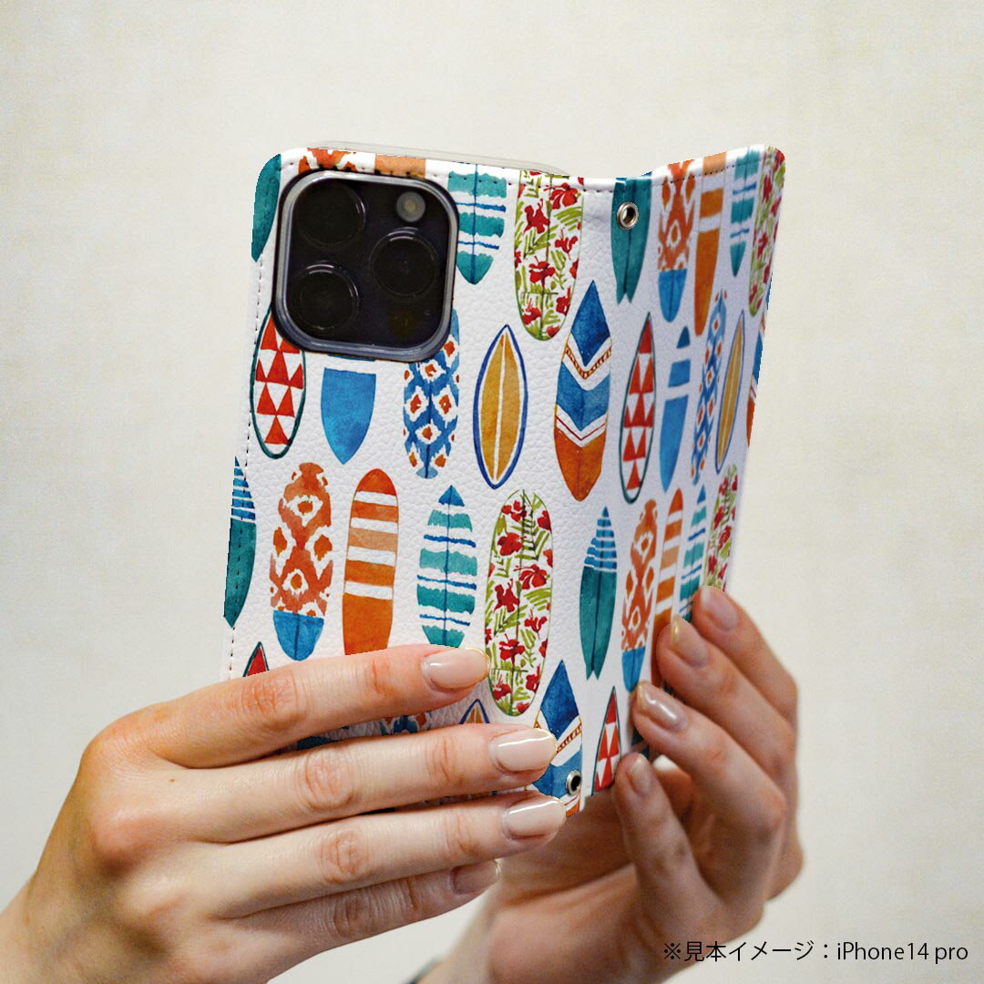 S25 Ultra 用 スマホカバー SC-52F / SCG32 共通対応 ケース カバー 手帳型 マグネット式 ピタッと閉まる レザーケース カード収納 ポケット 014007 サーフィン　海　ボード