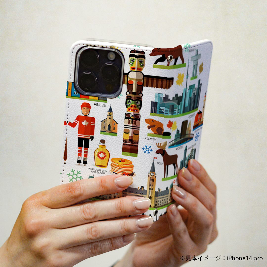 AQUOS R10 用 スマホカバー SH-51F / A501SH / SH-M31 共通対応 エクスペリア 手帳型 マグネット式 ピタッと閉まる レザーケース カード収納 ポケット igcase 014133 カナダ　風景　景色