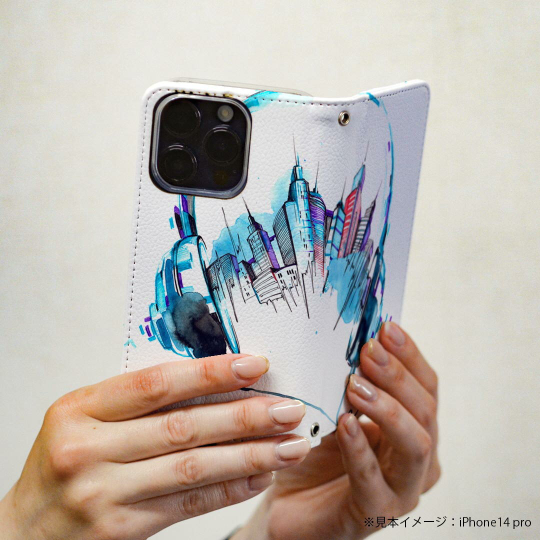 らくらくスマートフォン F-52B 専用 ケース カバー 手帳型 マグネット式 ピタッと閉まる レザーケース f52b カード収納 ポケット igcase 014180 ヘッドホン　音楽　風景