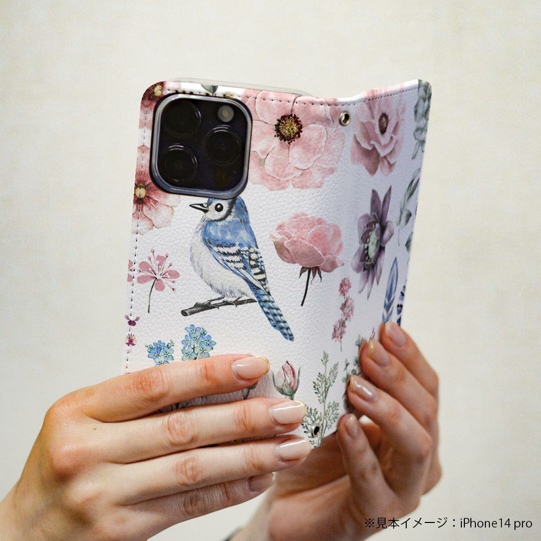 Xperia XZ2 Premium SOV38 エクスペリア エックスゼットツー プレミアム sov38 専用 ケース カバー 手帳型 マグネット式 ピタッと閉まる レザーケース カード収納 ポケット igcase 014388 花　　鳥