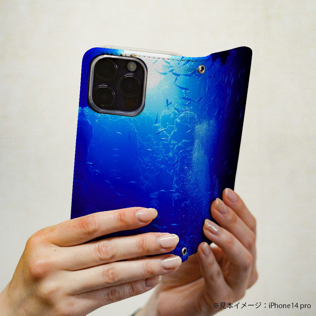 Xperia 10 VI 用 ケース カバー 手帳型 SO-52E / SOG14 / A402SO / 共通対応 マグネット式 ピタッと閉まる レザーケース カード収納 ポケット igcase 014468 海　深海　写真