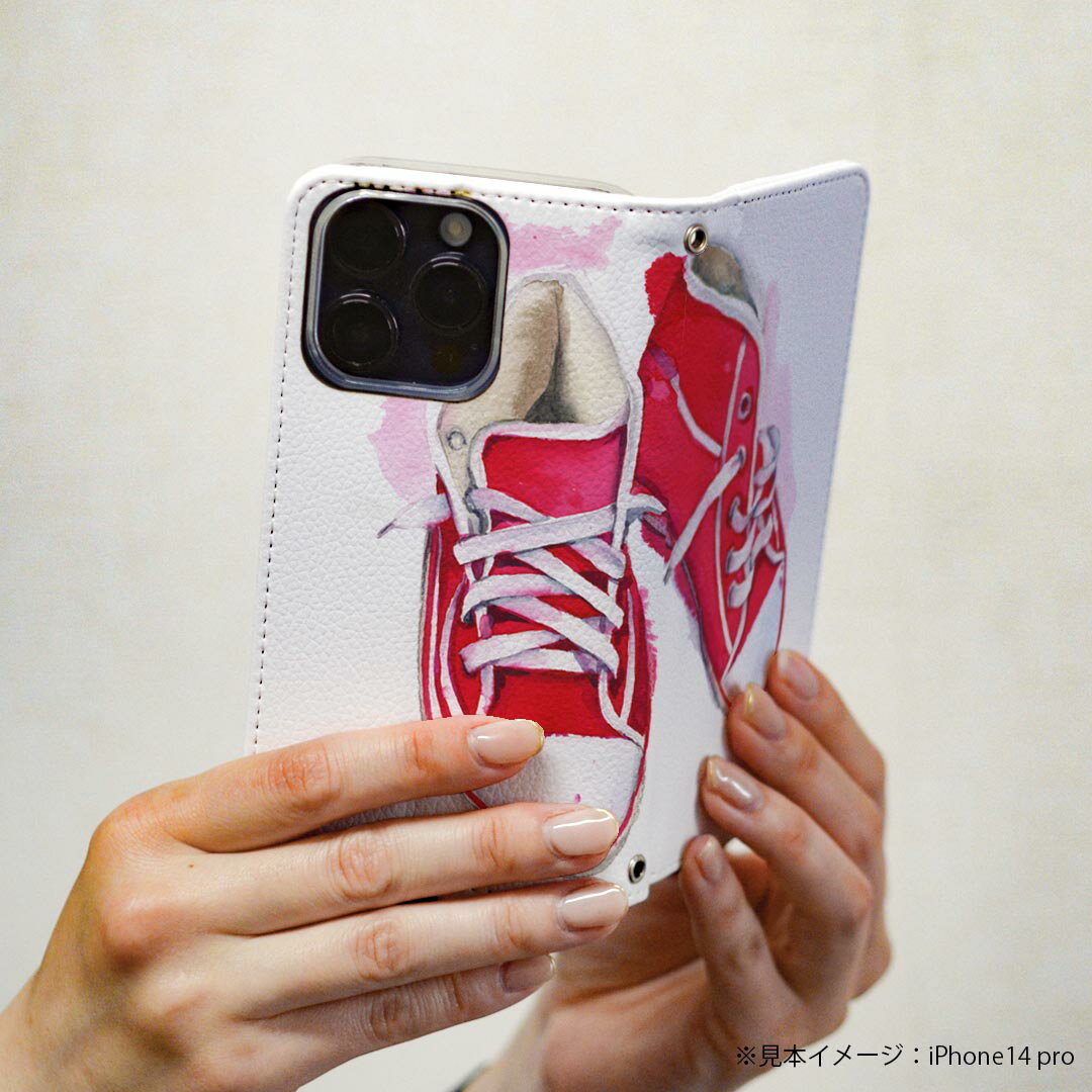 iPhone13pro 6.1インチ 専用 各キャリア iPhone13 Pro プロ 共通対応 ケース カバー 手帳型 マグネット式 ピタッと閉まる レザーケース iphone13pro カード収納 ポケット igcase 014765 靴　スニーカー　赤