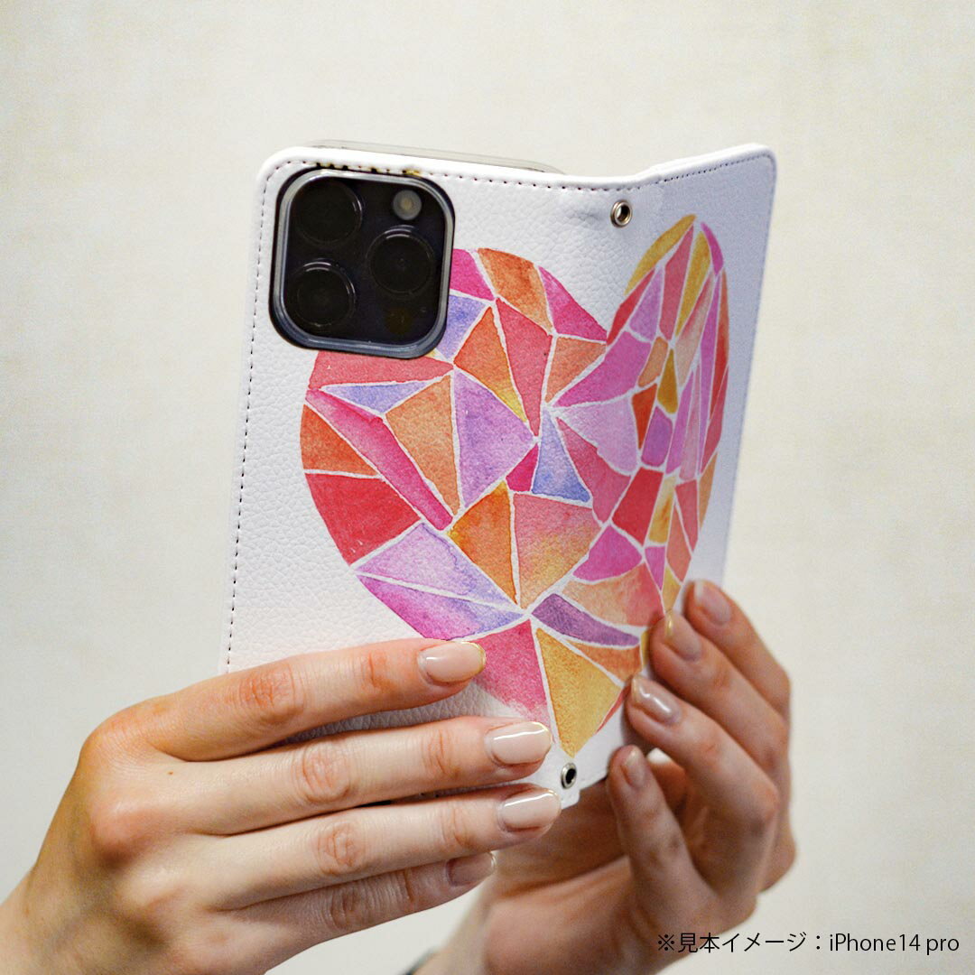 iPhone6 iphone 6/7/8 共通対応 アイフォーン 専用 ケース カバー 手帳型 マグネット式 ピタッと閉まる レザーケース iphone6 カード収納 ポケット igcase 014796 ハート　カラフル　模様