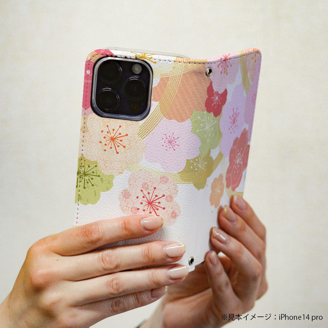 Xperia Ace III SO-53C SOG08 共通対応 専用 ケース カバー 手帳型 マグネット式 ピタッと閉まる レザーケース so53c カード収納 ポケット igcase 014829 春　桜　花　花びら　ピンク