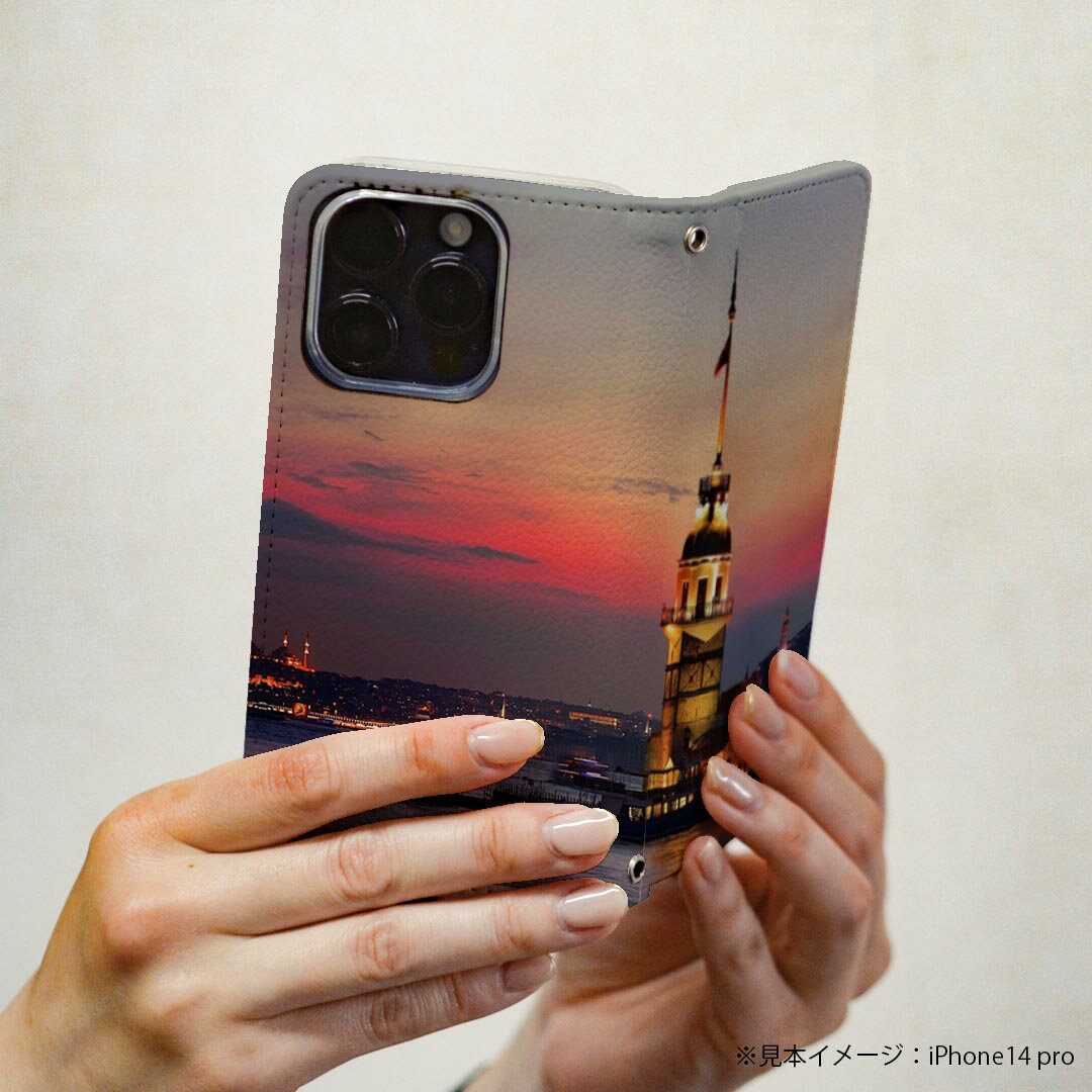 Galaxy A54 5G ギャラクシー SC-53D SCG21 専用 ケース 共通対応 カバー 手帳型 マグネット式 ピタッと閉まる レザーケース sc53d カード収納 ポケット igcase 014908 景色　夜景　建物