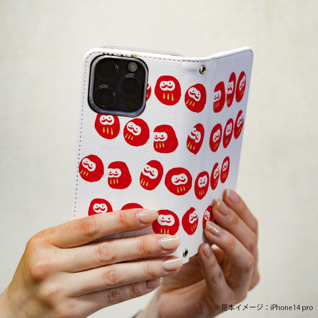 Xperia Ace III 用 スマホカバー SO-53C / SOG08 共通対応 ケース so53c カバー 手帳型 マグネット式 ピタッと閉まる レザーケース カード収納 ポケット 015251 だるま　赤