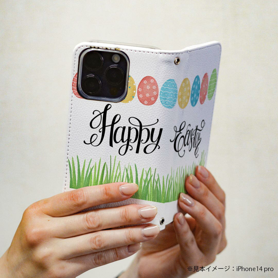 AQUOS zero5G basic SHG02 アクオス 専用 ケース カバー 手帳型 shg02 マグネット式 ピタッと閉まる レザーケース カード収納 ポケット igcase 015395 イースター　たまご　とり　うさぎ　パステル　英字