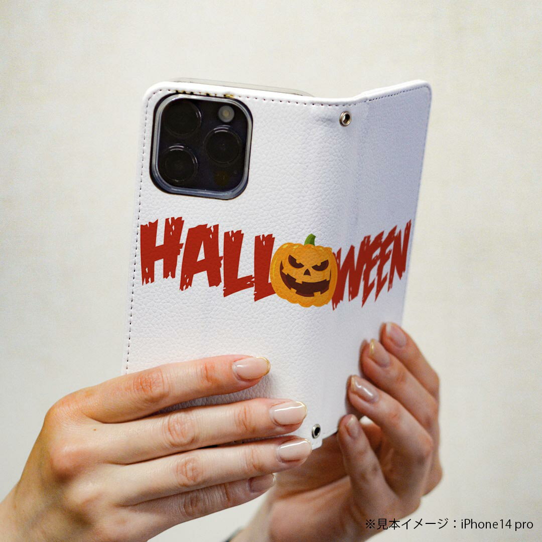 iPhone15promax 6.7インチ 専用 各キャリア iPhone15 Pro Max プロマックス 共通対応 ケース カバー 手帳型 マグネット式 ピタッと閉まる レザーケース カード収納 ポケット igcase 015426 ハロウィン　カボチャ　英字