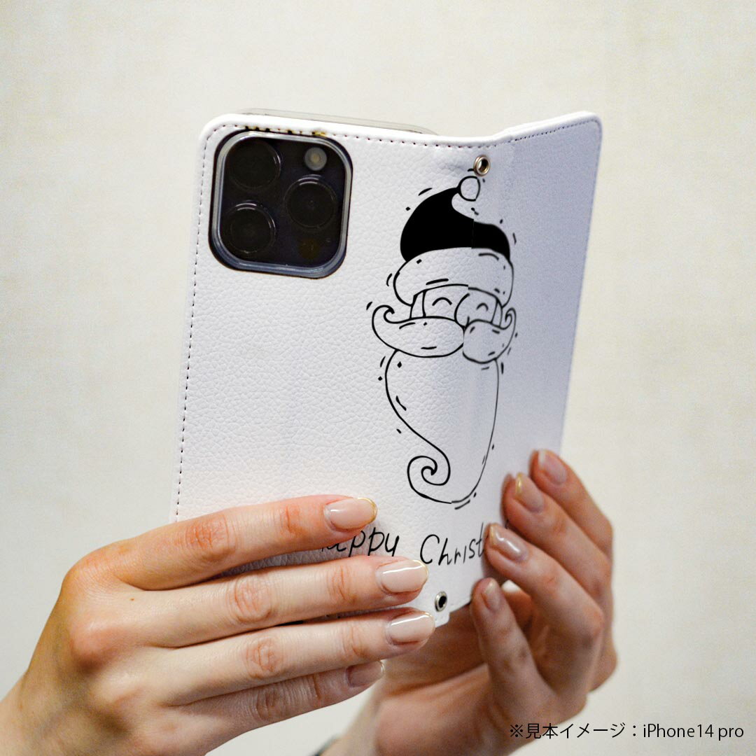 Galaxy S22 SC-51C / SCG13 共通対応 専用 ケース カバー 手帳型 マグネット式 ピタッと閉まる レザーケース sc51c カード収納 ポケット igcase 015486 クリスマス　サンタクロース