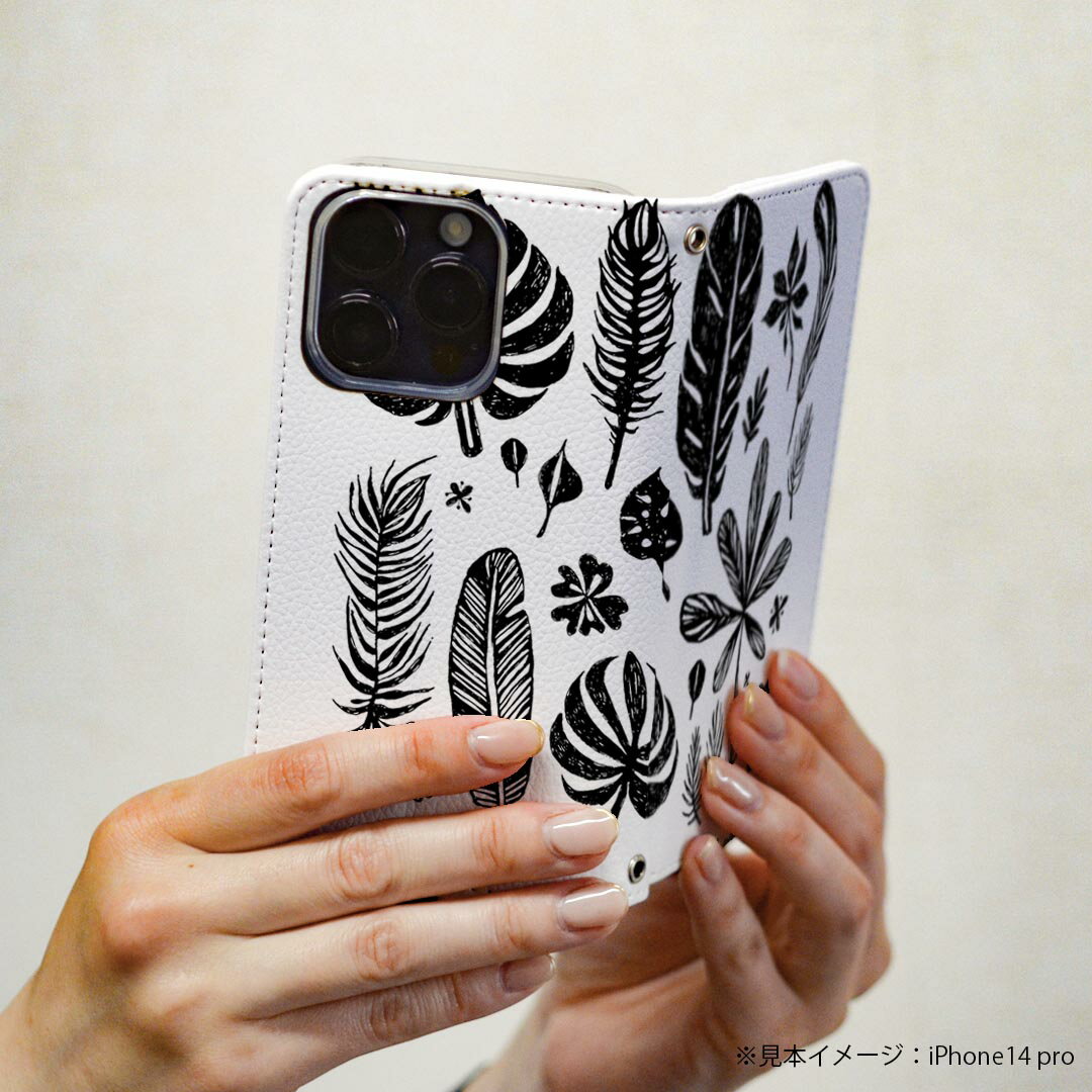 Xperia 10 III エクスペリア SO-52B SOG04 共通対応 専用 ケース カバー 手帳型 マグネット式 ピタッと閉まる レザーケース so52b カード収納 ポケット igcase 015701 木　植物　モノクロ