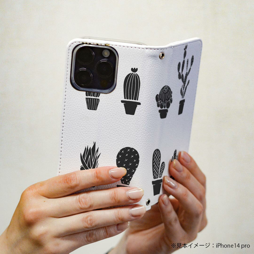 Galaxy S9 SC-02K ギャラクシー 専用 ケース カバー 手帳型 マグネット式 ピタッと閉まる レザーケース sc02k カード収納 ポケット igcase 015702 木　植物　モノクロ　サボテン