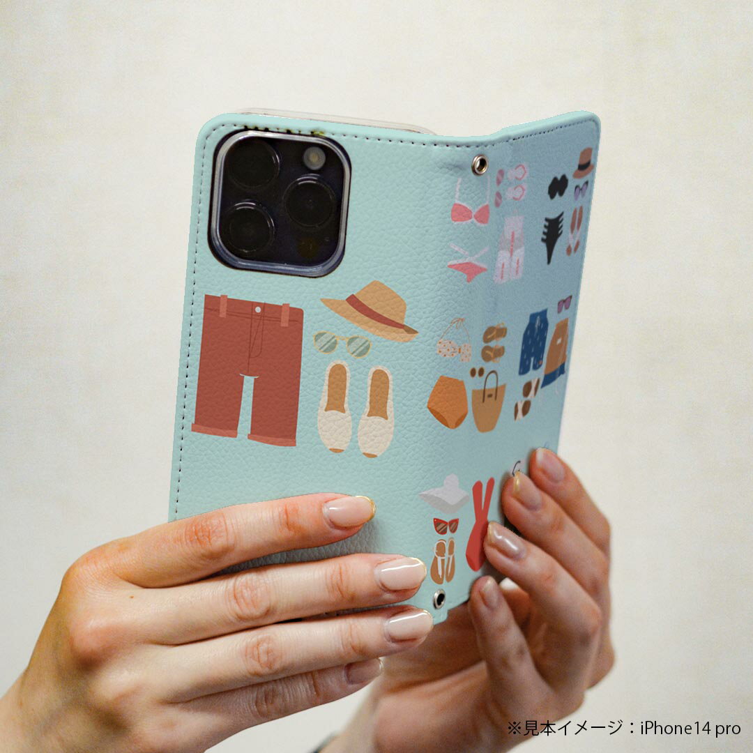 らくらくスマートフォン F-52B 専用 ケース カバー 手帳型 マグネット式 ピタッと閉まる レザーケース f52b カード収納 ポケット igcase 015706 夏　服　水着　ビキニ