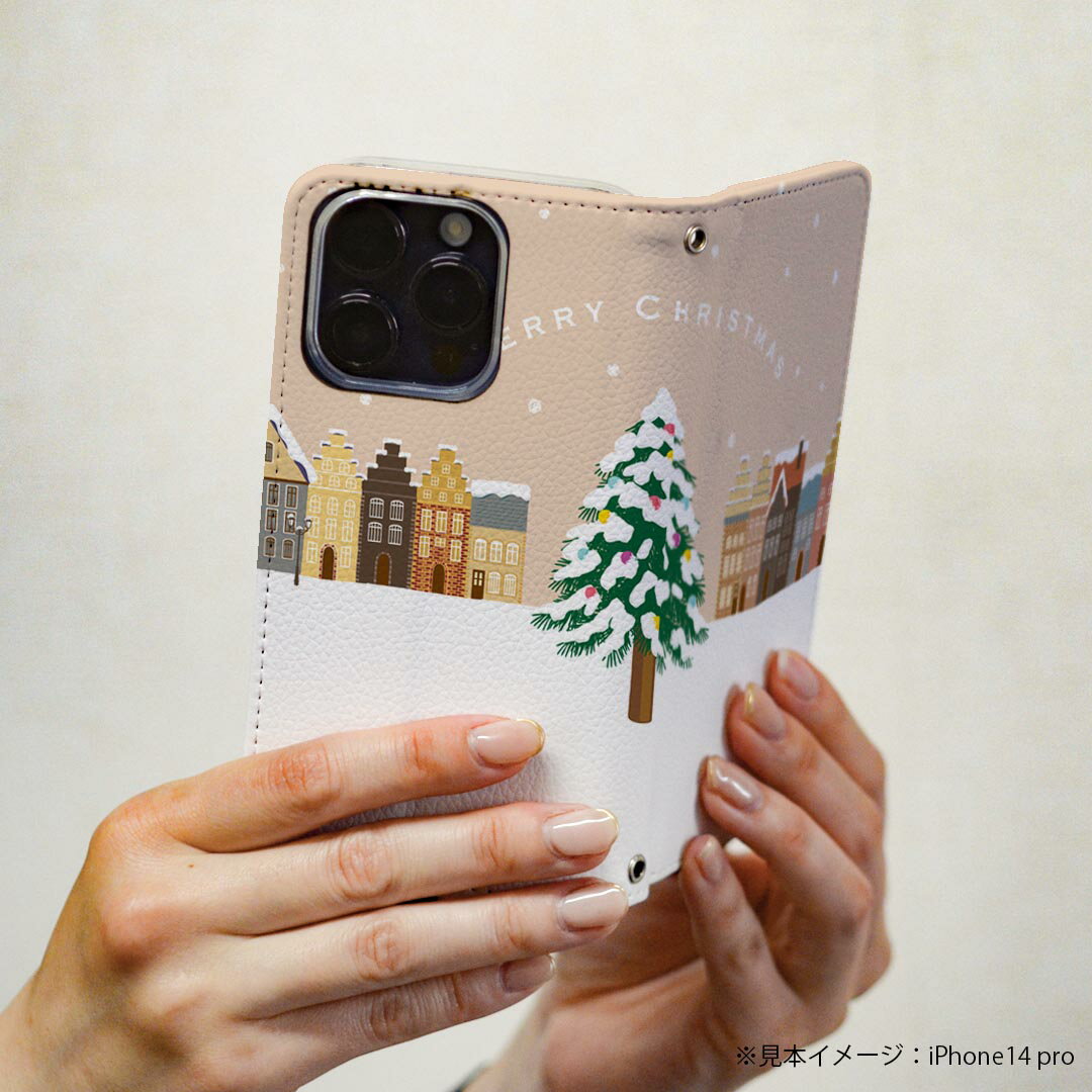 AQUOS R2 SH-03K アクオスR2 専用 ケース カバー 手帳型 マグネット式 ピタッと閉まる レザーケース sh03k カード収納 ポケット igcase 015799 クリスマス　ツリー　冬