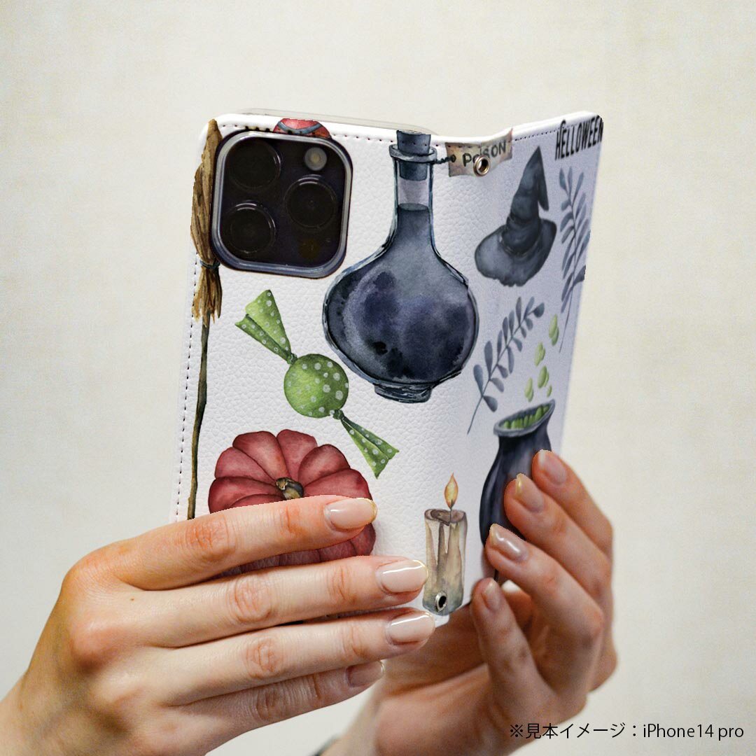 AQUOS R6 SH-51B アクオス 専用 ケース カバー 手帳型 sh51b マグネット式 ピタッと閉まる レザーケース カード収納 ポケット igcase 015872 ハロウィン　魔女　halloween