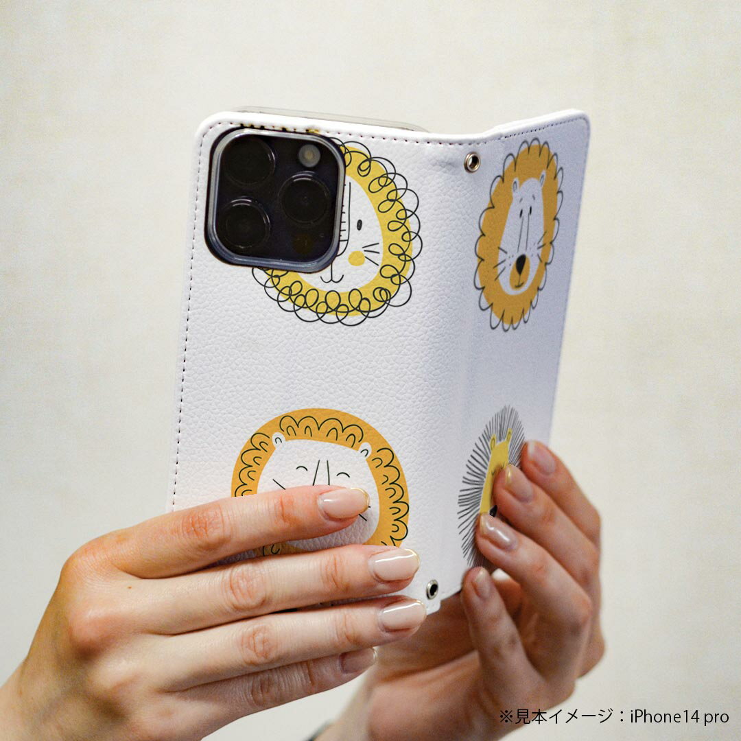 Galaxy A25 用 SC-53F / SCG33 共通対応 ケース カバー 手帳型 マグネット式 ピタッと閉まる レザーケース ギャラクシーa25 5G カード収納 ポケット igcase 015906 ライオン　黄色　動物