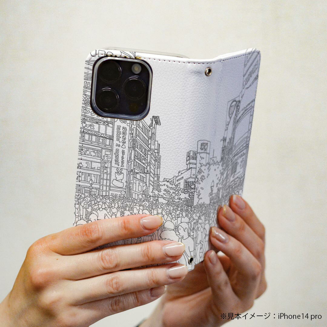 Android One S2 Android One アンドロイド ワン 専用 ケース カバー 手帳型 マグネット式 ピタッと閉まる レザーケース sc02k カード収納 ポケット igcase 016069 街並み　おしゃれ　白黒