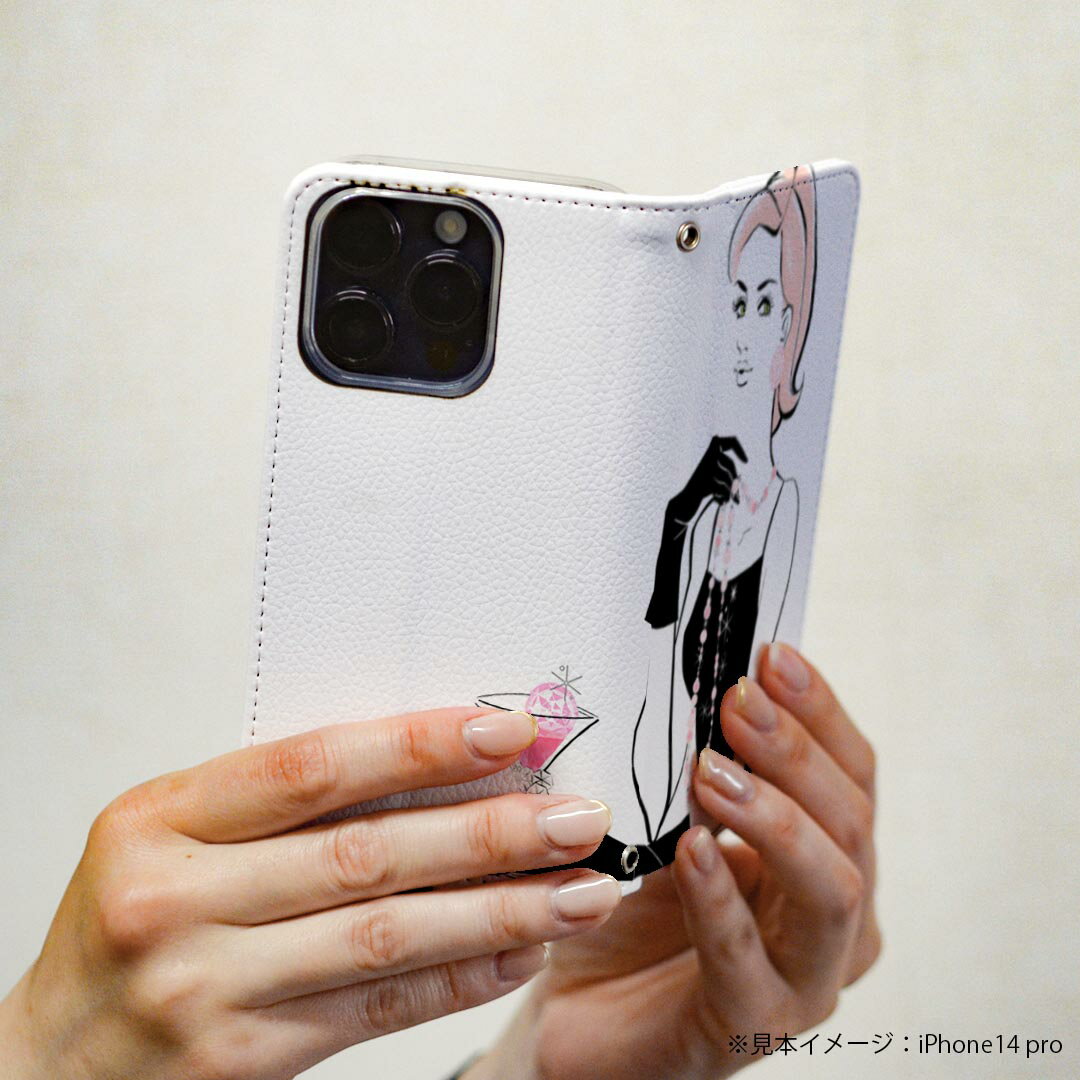 Galaxy A52 5G SC-53B エクスペリア sc53b 専用 ケース カバー 手帳型 マグネット式 ピタッと閉まる レザーケース カード収納 ポケット igcase 016246 女の人　イラスト