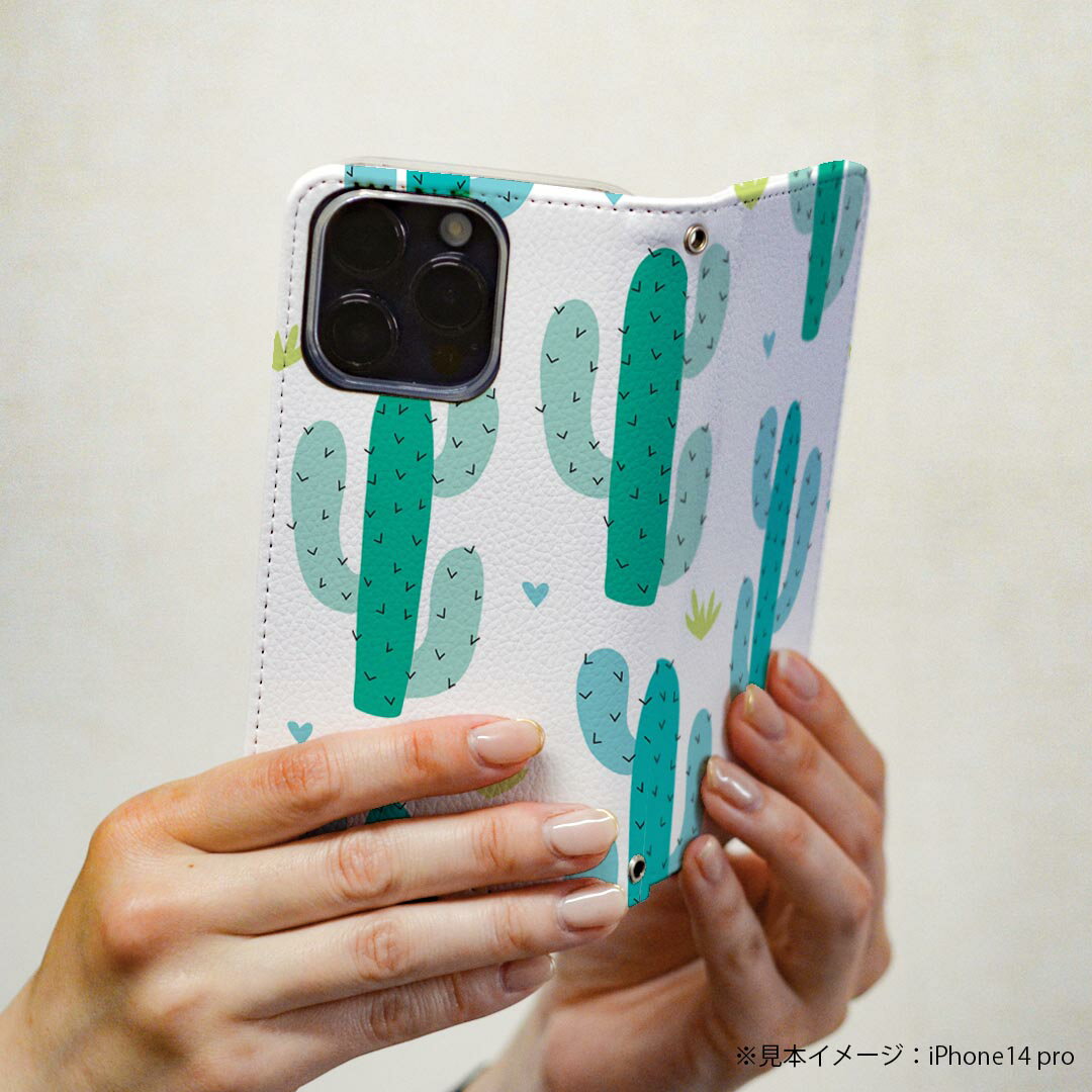 Galaxy A51 5G 用 スマホカバー SC-54A / SCG07 共通対応 ケース カバー 手帳型 マグネット式 ピタッと閉まる レザーケース カード収納 ポケット 016278 サボテン　植物