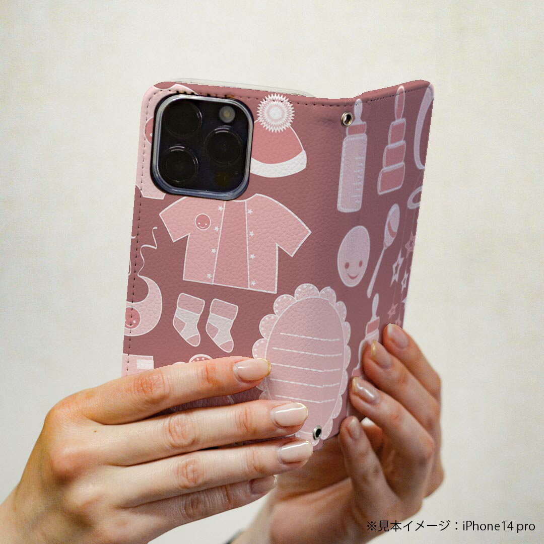 Xperia 10 VII 用 スマホカバー SO-52F / SOG16 / XQ-FE44 共通対応 ケース カバー 手帳型 マグネット式 ピタッと閉まる レザーケース カード収納 ポケット 016310 赤ちゃん　ベビーシャワー