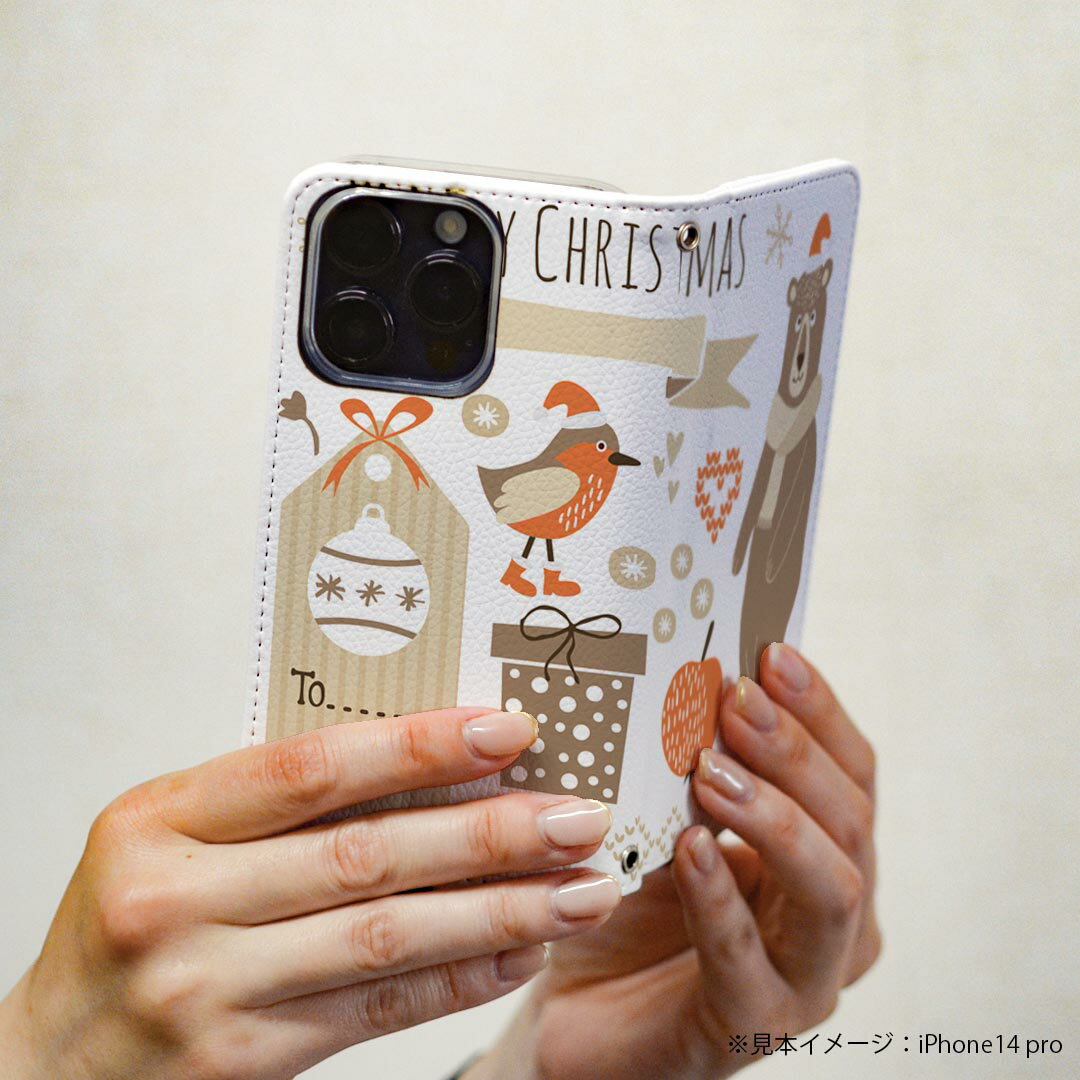 Galaxy S21+ 5G SCG10 ギャラクシー 専用 ケース カバー scg10 手帳型 マグネット式 ピタッと閉まる レザーケース カード収納 ポケット igcase 016401 熊　クリスマス 3