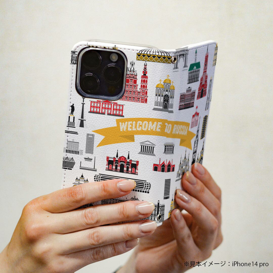 L-01K V30+ LG 専用 ケース カバー 手帳型 マグネット式 ピタッと閉まる レザーケース l01k カード収納 ポケット igcase 016404 建物　ロシア　外国