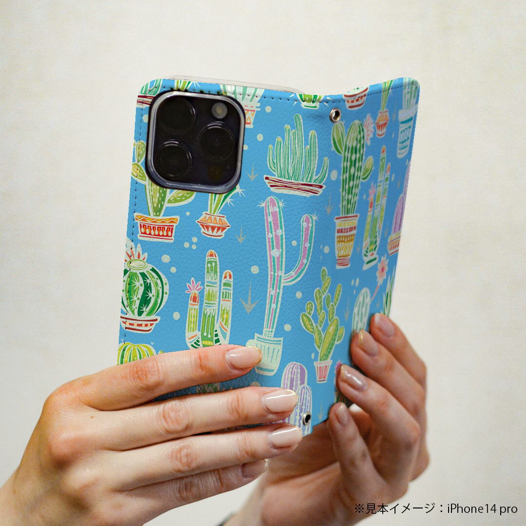 AQUOS zero5G basic SHG02 アクオス 専用 ケース カバー 手帳型 shg02 マグネット式 ピタッと閉まる レザーケース カード収納 ポケット igcase 016425 サボテン　植物