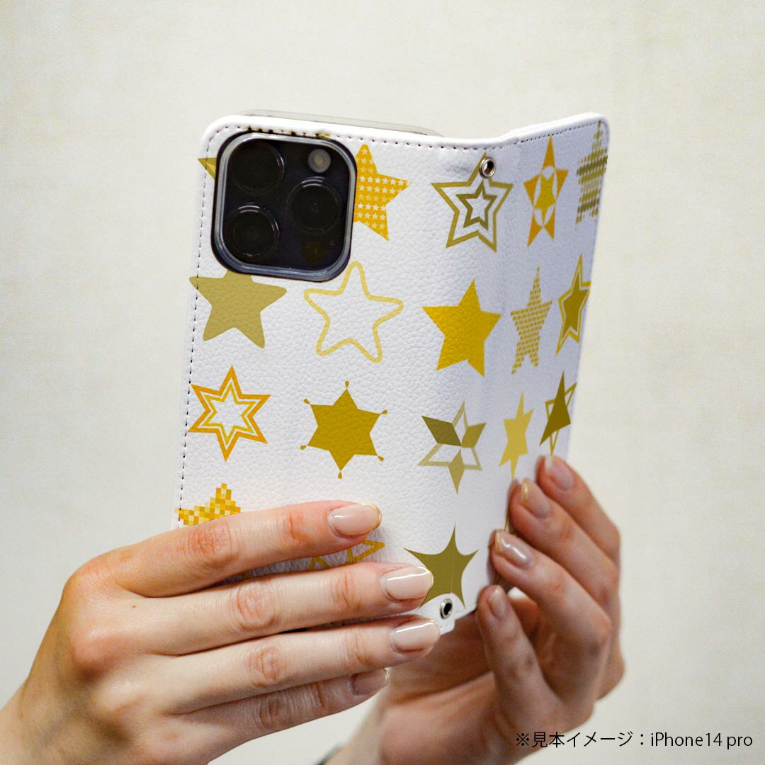 L-01K V30+ LG 専用 ケース カバー 手帳型 マグネット式 ピタッと閉まる レザーケース l01k カード収納 ポケット igcase 016474 星　スター　キラキラ
