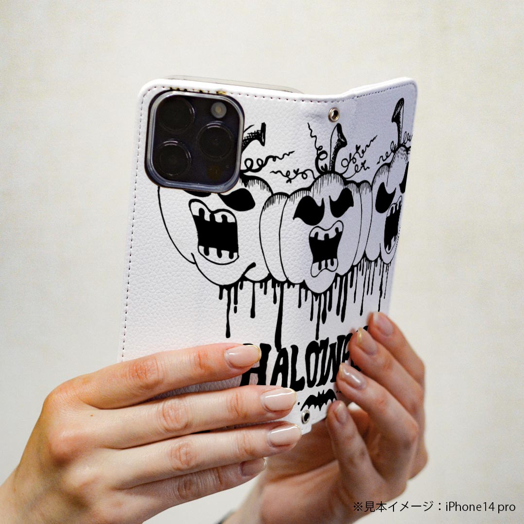 arrows NX F-01K アローズ NX 専用 ケース カバー 手帳型 マグネット式 ピタッと閉まる レザーケース f01k カード収納 ポケット igcase 017445 ハロウィン　ホラー かぼちゃ　パンプキン　ホラー