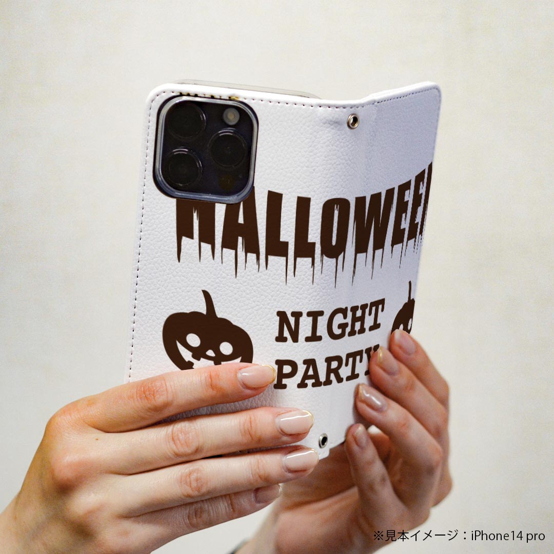 AQUOS sense SH-01K アクオスセンス 専用 ケース カバー 手帳型 マグネット式 ピタッと閉まる レザーケース sh01k カード収納 ポケット igcase 017461 ハロウィン　ホラー かぼちゃ　文字　英字