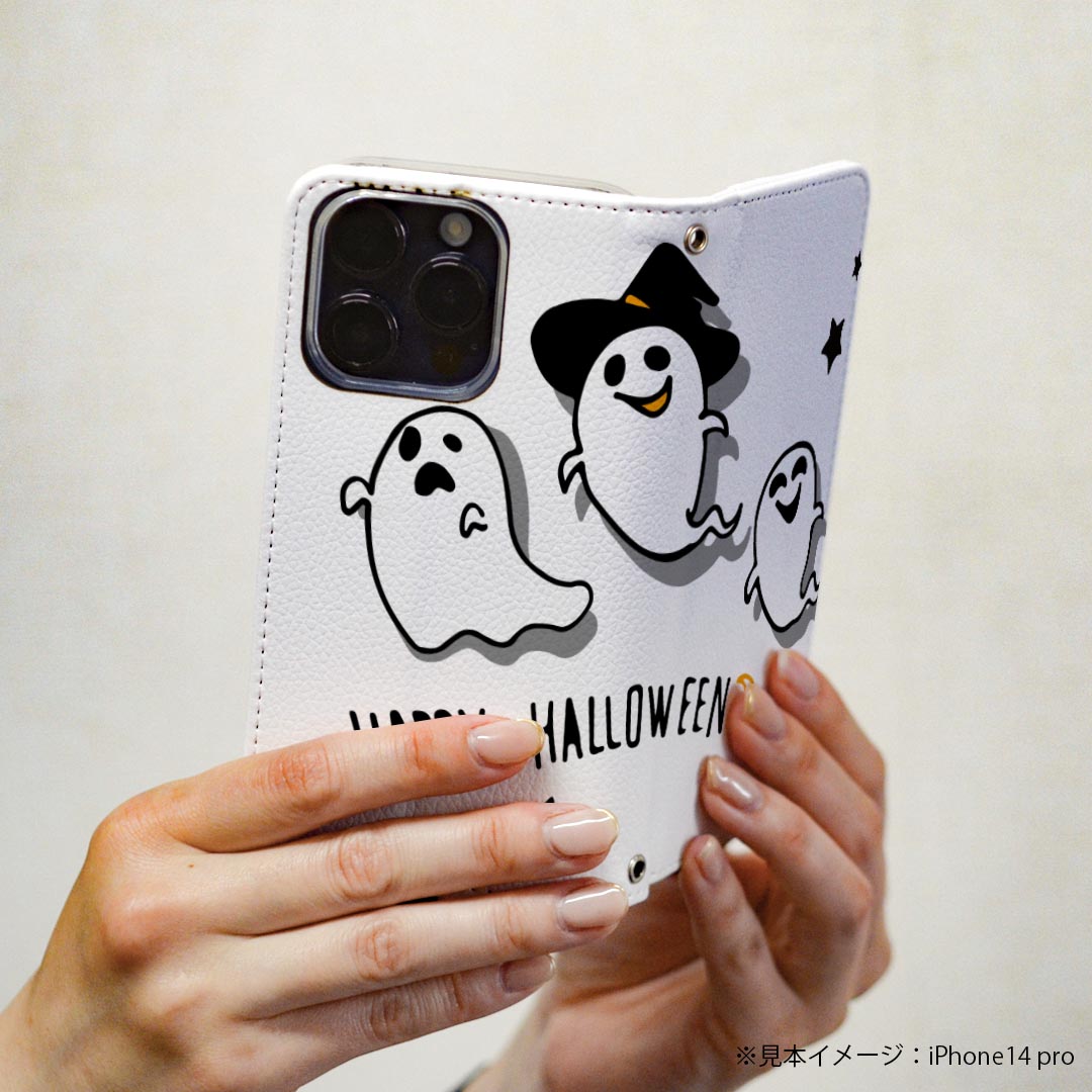 L-01K V30+ LG 専用 ケース カバー 手帳型 マグネット式 ピタッと閉まる レザーケース l01k カード収納 ポケット igcase 017470 ハロウィン　かわいい おばけ　星　かわいい
