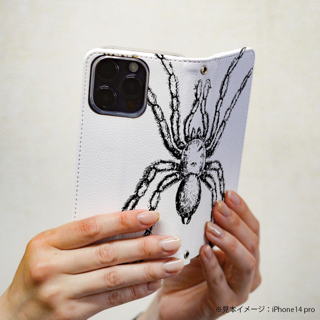 Galaxy A51 5G 専用ケース カバー 手帳 SCG07 au スマコレ igcase 手帳型 レザー 手帳タイプ 革 スマホケース スマホカバー ギャラクシ 017487 ハロウィン　ホラー リアル　蜘蛛　クモ