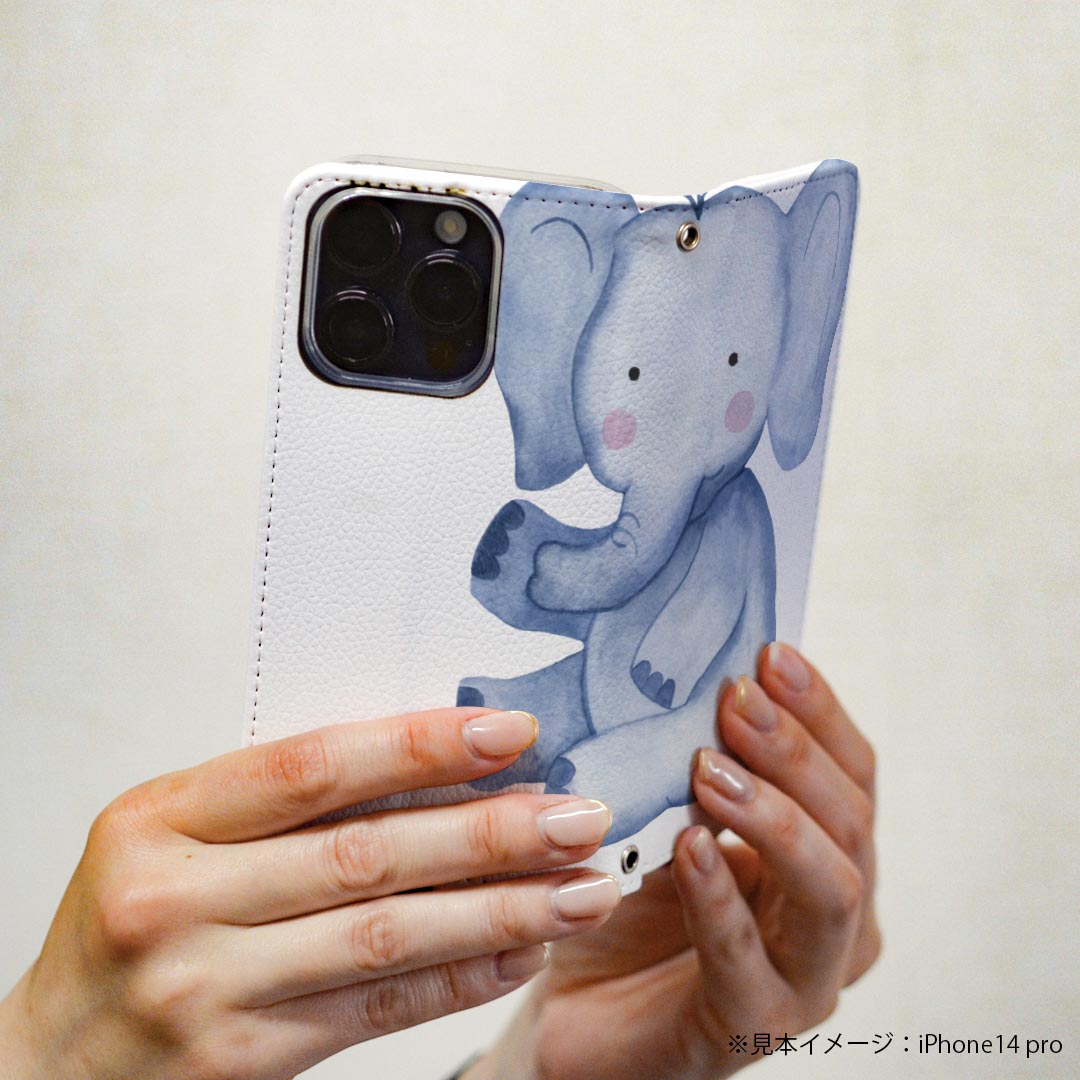 Galaxy S9 SC-02K ギャラクシー 専用 ケース カバー 手帳型 マグネット式 ピタッと閉まる レザーケース sc02k カード収納 ポケット igcase 017515 像　ゾウ　かわいい