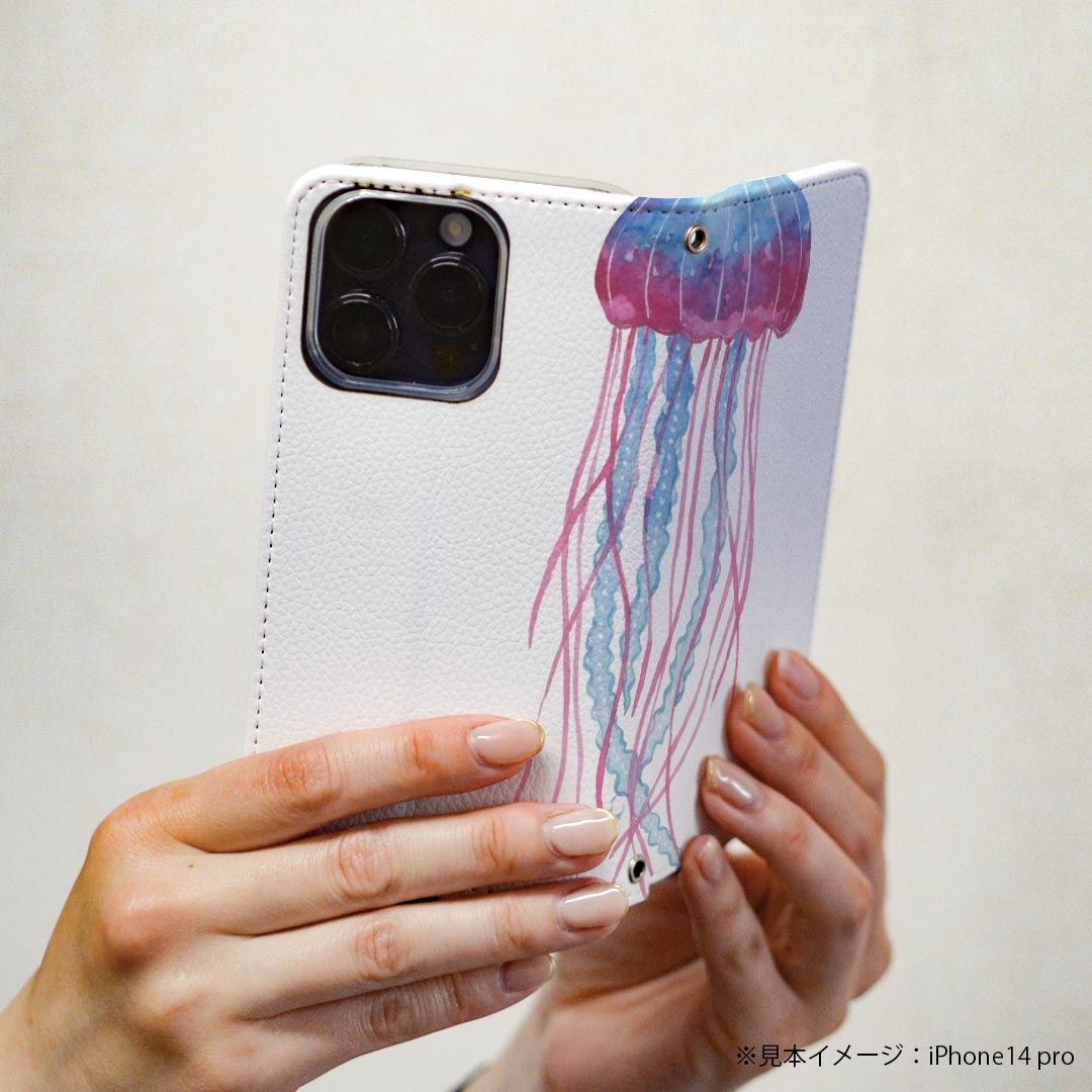 Arrows We F-51B FCG01 専用 ケース カバー 手帳型 マグネット式 ピタッと閉まる レザーケース f51b カード収納 ポケット igcase 017532 くらげ　海月　海