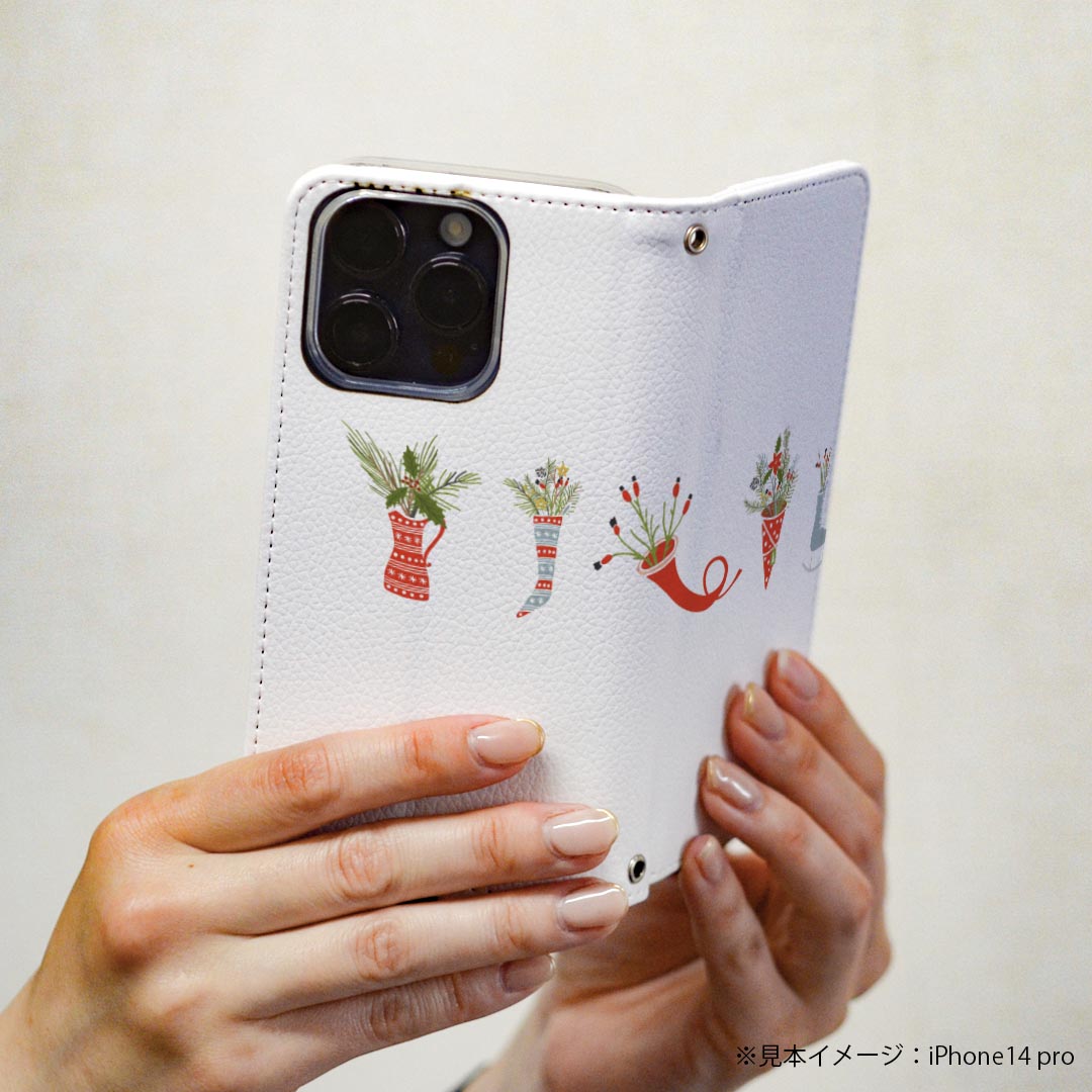 Galaxy S9 SC-02K ギャラクシー 専用 ケース カバー 手帳型 マグネット式 ピタッと閉まる レザーケース sc02k カード収納 ポケット igcase 017679 クリスマス クリスマス　靴下　柊