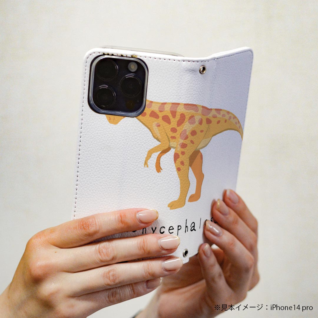 AQUOS R2 SHV42 アクオスアールツー au エーユー 専用 ケース カバー 手帳型 マグネット式 ピタッと閉まる レザーケース カード収納 ポケット igcase 017690 恐竜 パキケファロサウルス saurus 恐竜