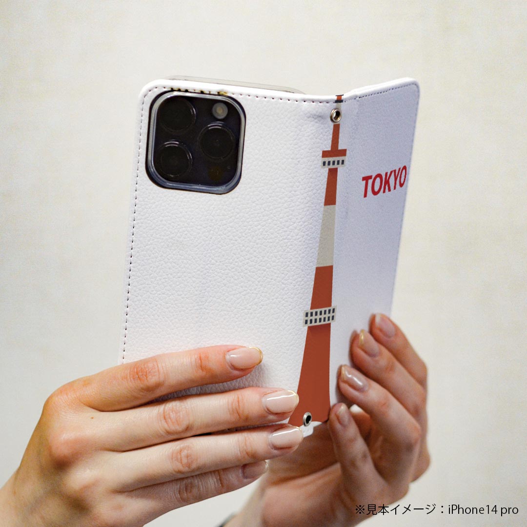 Disney Mobile on docomo DM-01K 専用 ケース カバー 手帳型 マグネット式 ピタッと閉まる レザーケース dm01k カード収納 ポケット igcase 017719 東京タワー 東京タワー　toyko