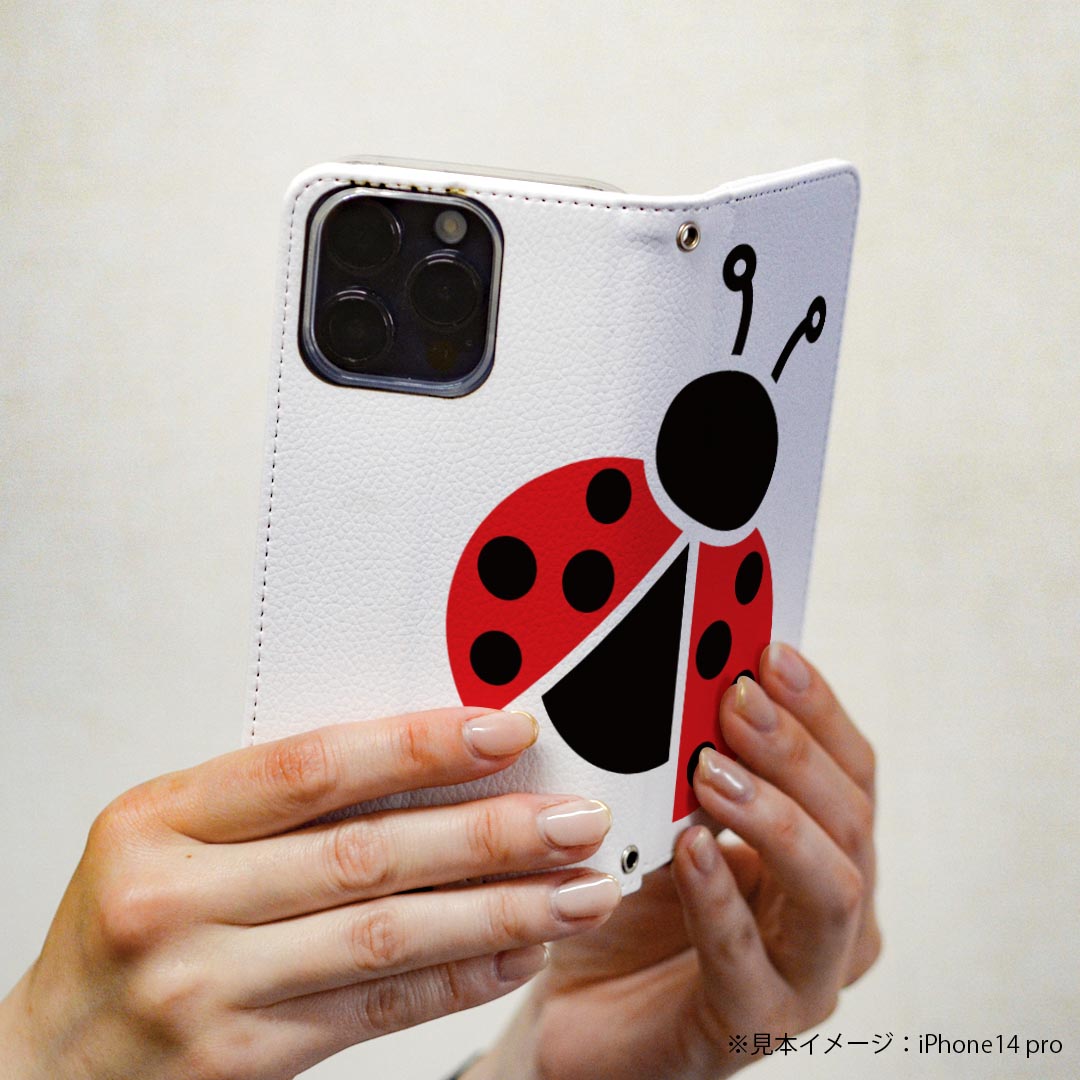 Xperia XZ2 SO-03K エクスペリア XZ2 専用 ケース カバー 手帳型 マグネット式 ピタッと閉まる レザーケース so03k カード収納 ポケット igcase 017721 虫　昆虫 テントウムシ　てんとう虫　かわいい