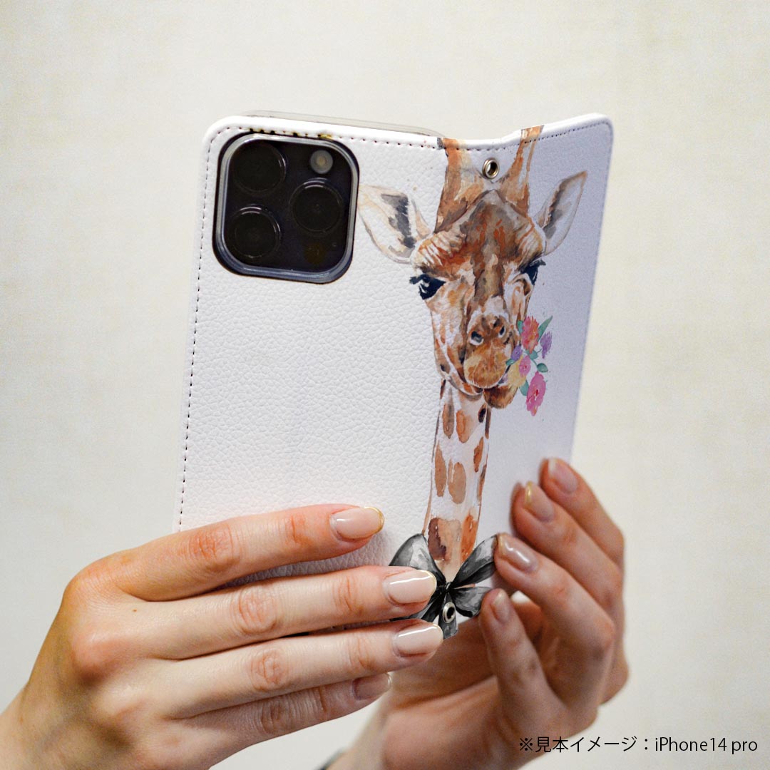 801SH AQUOS zero アクオス ゼロ 専用 ケース カバー 手帳型 マグネット式 ピタッと閉まる レザーケース カード収納 ポケット igcase 017753 麒麟　きりん　Giraffe　動物