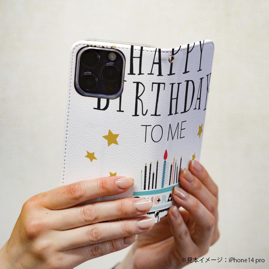 arrows NX F-01K アローズ NX 専用 ケース カバー 手帳型 マグネット式 ピタッと閉まる レザーケース f01k カード収納 ポケット igcase 017793 Happy Birthday Birthday ケーキ おしゃれ