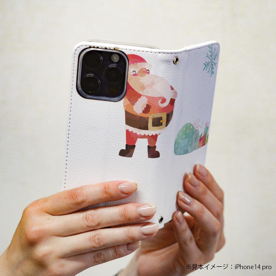 Xperia 5 II SOG02 au 専用 ケース カバー 手帳型 マグネット式 ピタッと閉まる レザーケース sc02k カード収納 ポケット igcase 017817 クリスマス サンタ　プレゼント　クリスマス