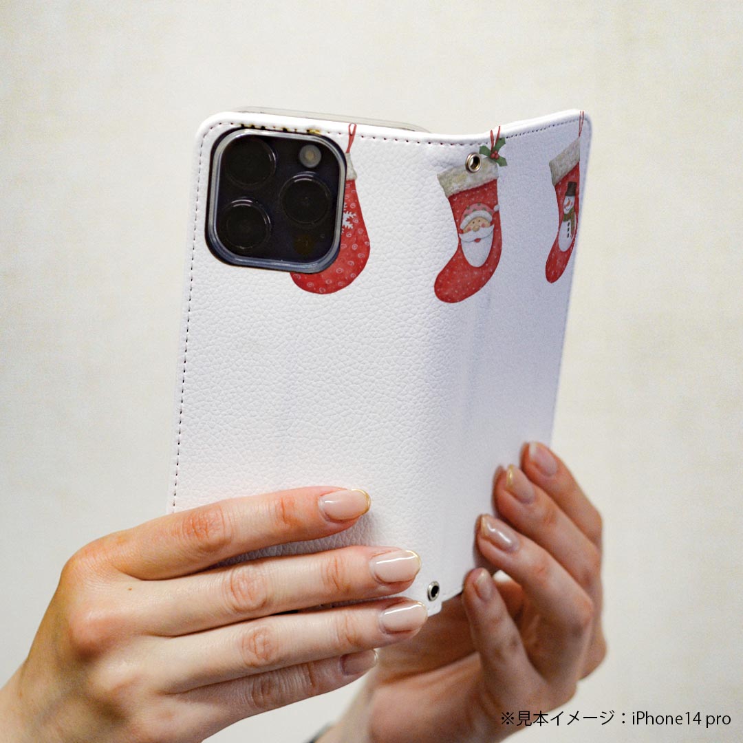Xperia 10 II SOV43 エクスペリア テン マークツー Xperia10 専用 ケース カバー 手帳型 マグネット式 ピタッと閉まる レザーケース カード収納 ポケット igcase 017821 クリスマス クリスマス　靴下　サンタ　雪だるま
