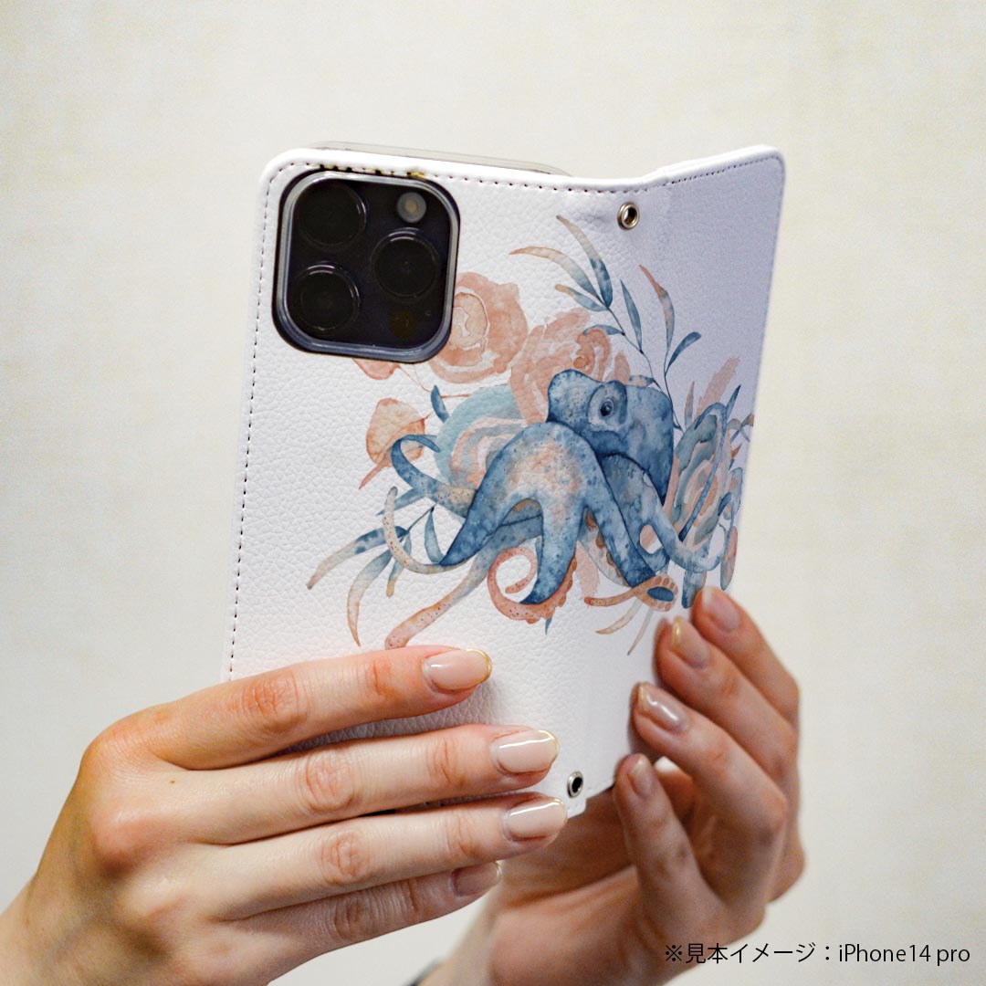 iPhone8 iphone 6/7/8 共通対応 アイフォーン 専用 ケース カバー 手帳型 マグネット式 ピタッと閉まる レザーケース sc02k カード収納 ポケット igcase 017852 海の中 Underwater　タコ　海の中