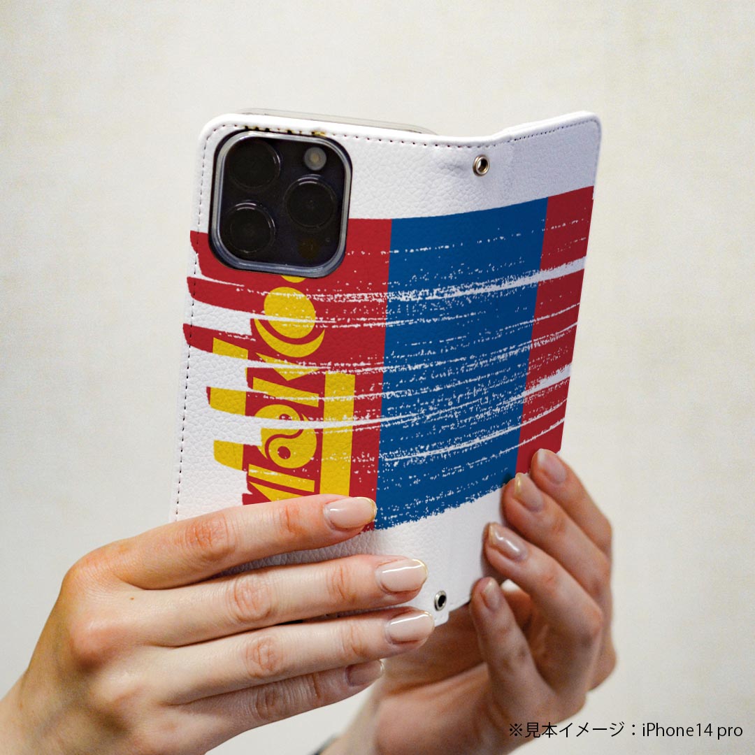 らくらくスマートフォン me F-01L 専用 ケース カバー 手帳型 マグネット式 ピタッと閉まる レザーケース f01l カード収納 ポケット igcase 018512 国旗 mongolia モンゴル