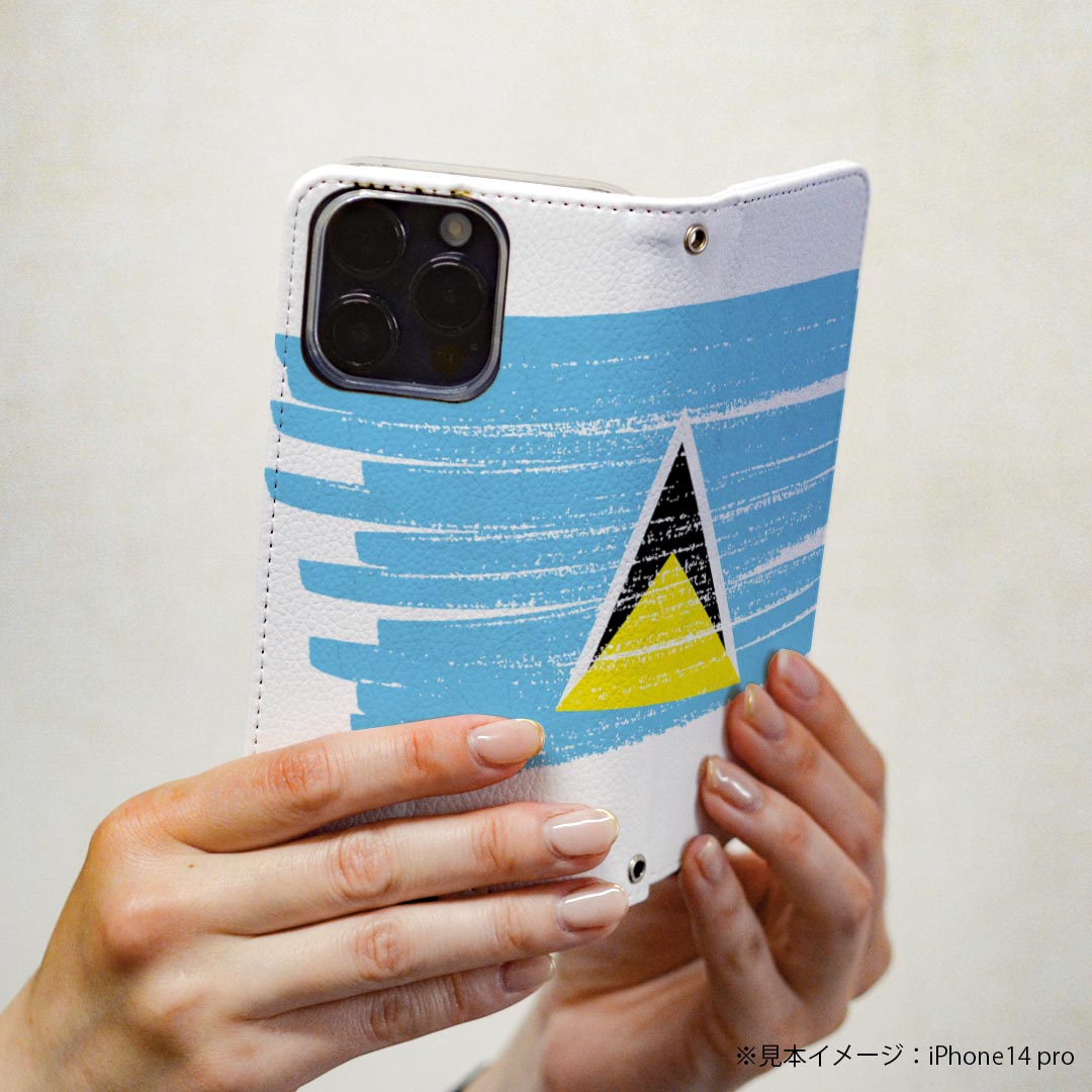 Galaxy A32 SCG08 専用 ケース カバー 手帳型 scg08 マグネット式 ピタッと閉まる レザーケース カード収納 ポケット igcase 018546 国旗 saint-lucia セントルシア