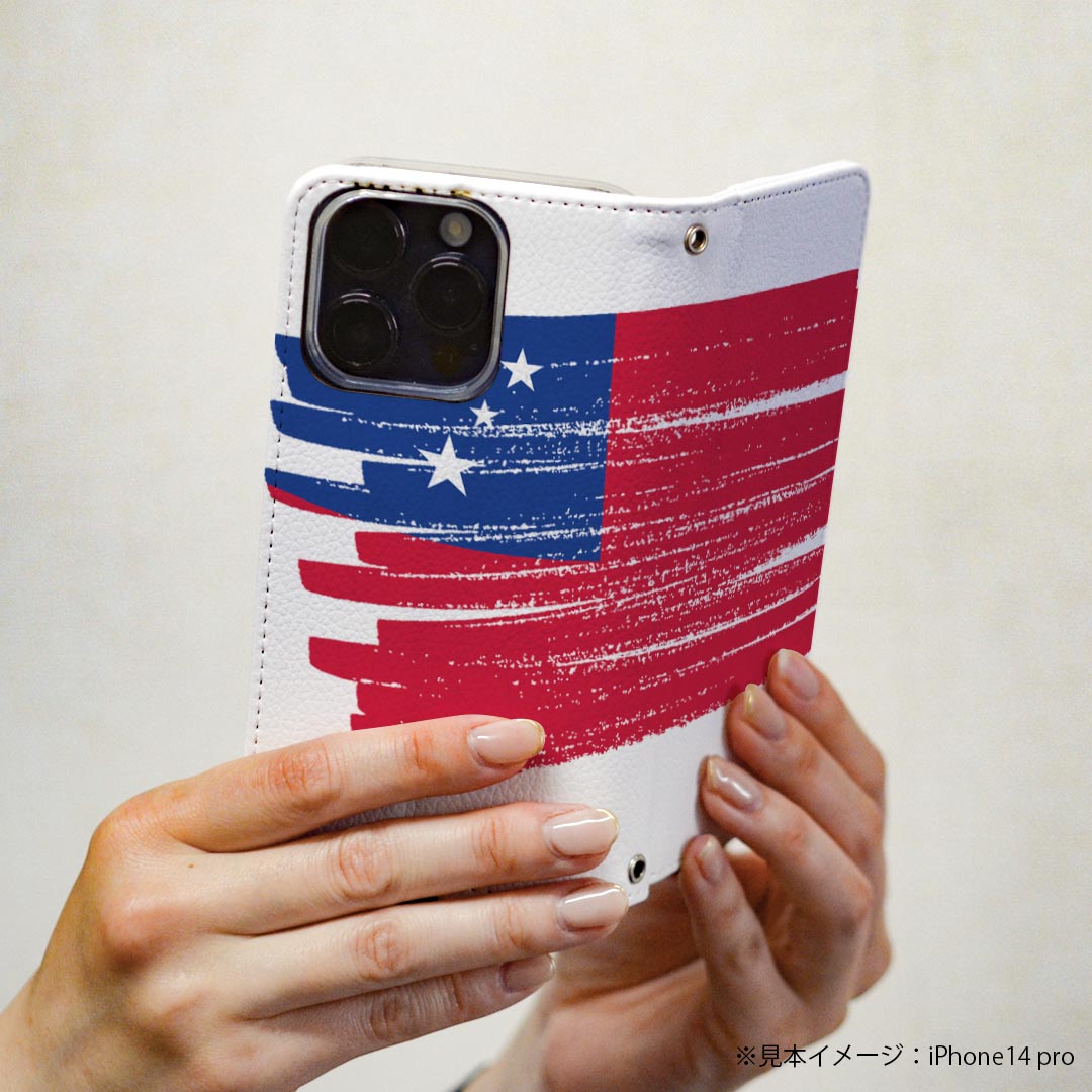 Xperia Ace III SO-53C SOG08 共通対応 専用 ケース カバー 手帳型 マグネット式 ピタッと閉まる レザーケース so53c カード収納 ポケット igcase 018549 国旗 samoa サモア