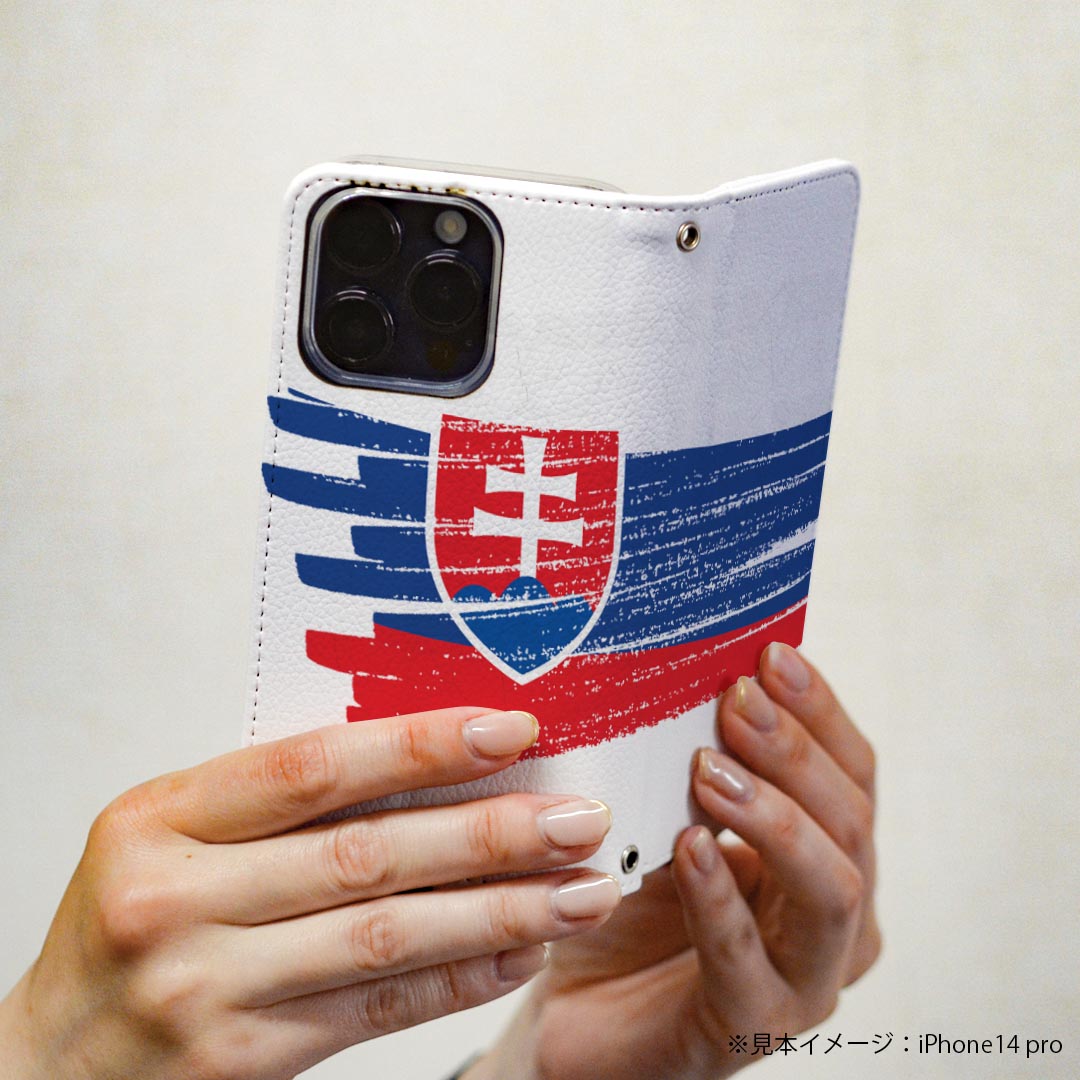 Galaxy A23 5G SC-56C SCG18 専用 ケース カバー 手帳型 マグネット式 ピタッと閉まる レザーケース sc56c カード収納 ポケット igcase 018559 国旗 slovakia スロバキア
