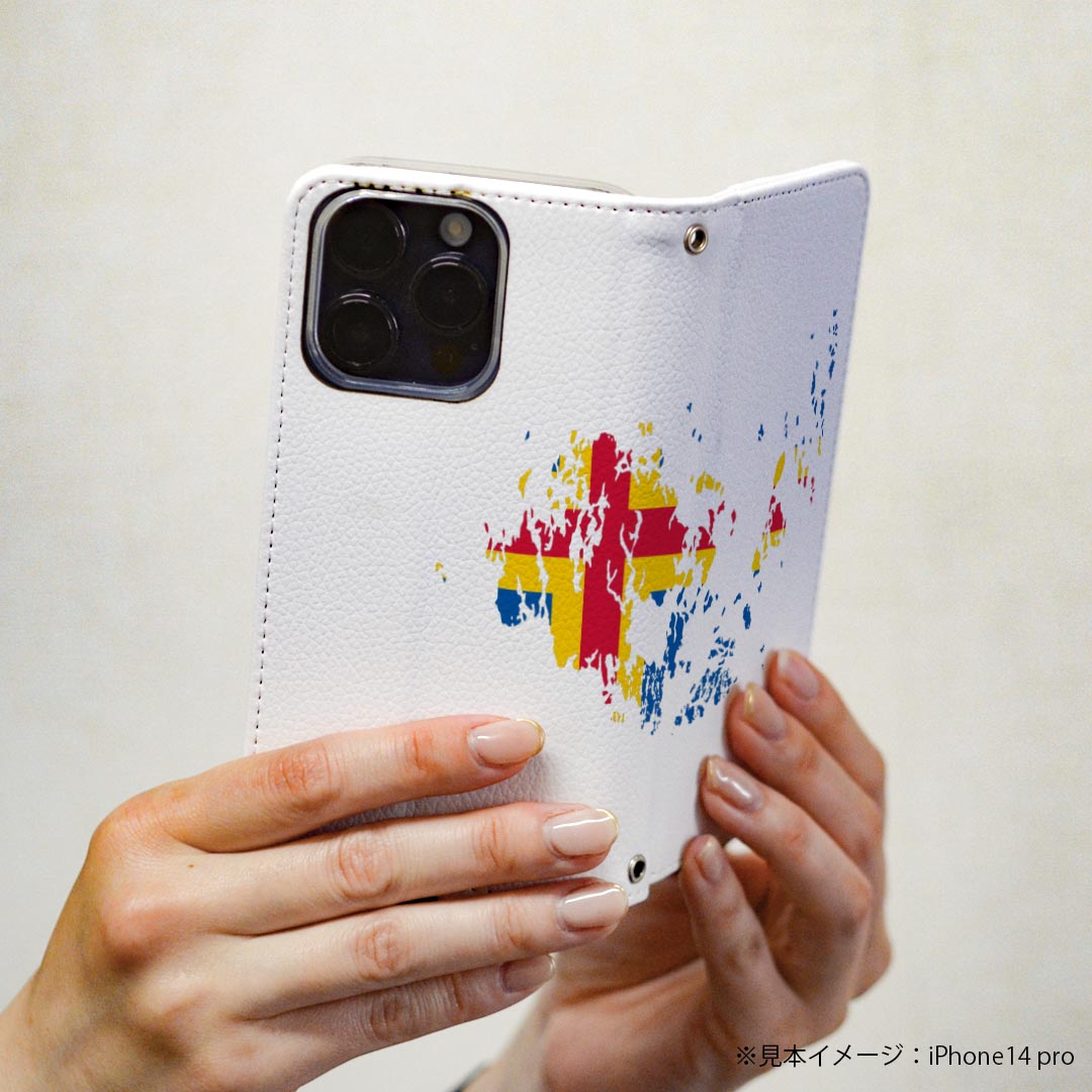 AQUOS sense7 SH-53C SHG10 専用 ケース カバー 手帳型 マグネット式 ピタッと閉まる レザーケース sh53c カード収納 ポケット igcase 018754 国旗 aland island オーランド島