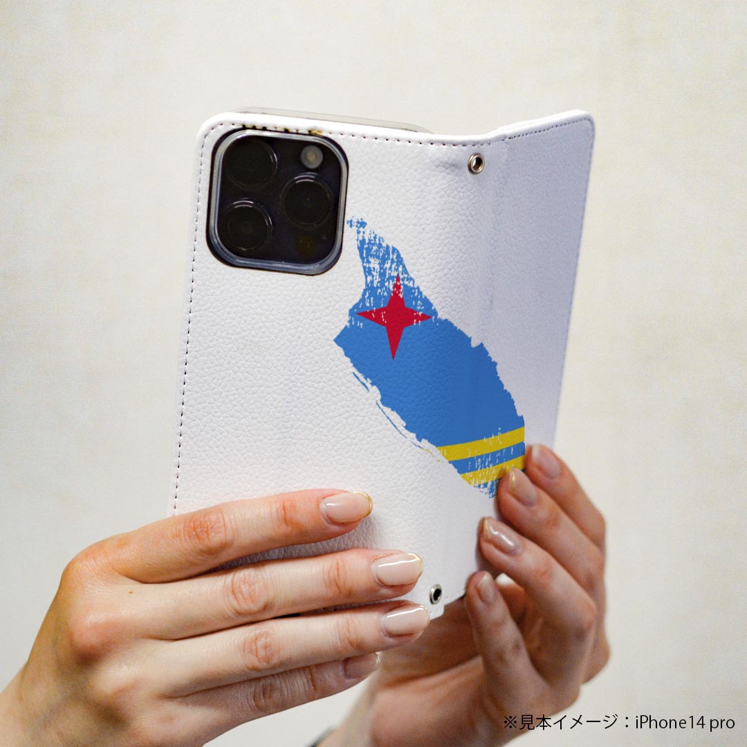 スマコレのAQUOS sense6 SH-54B SHG05 専用 ケース カバー 手帳型 マグネット式 ピタッと閉まる レザーケース sh54b カード収納 ポケット igcase 018764 国旗 aruba アルバ｜アングル3