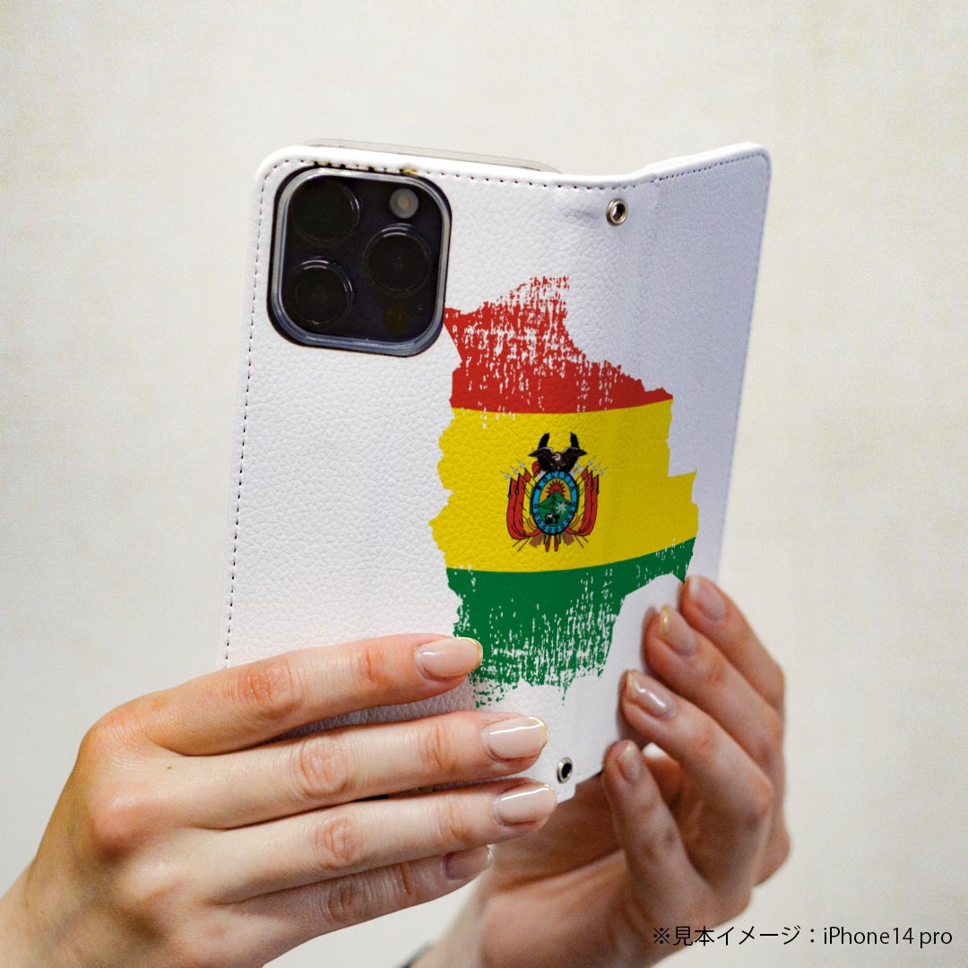 iPhone14pro 6.1インチ 専用 各キャリア iPhone14 Pro プロ 共通対応 ケース カバー 手帳型 マグネット式 ピタッと閉まる レザーケース カード収納 ポケット igcase 018778 国旗 bolivia ボリビア